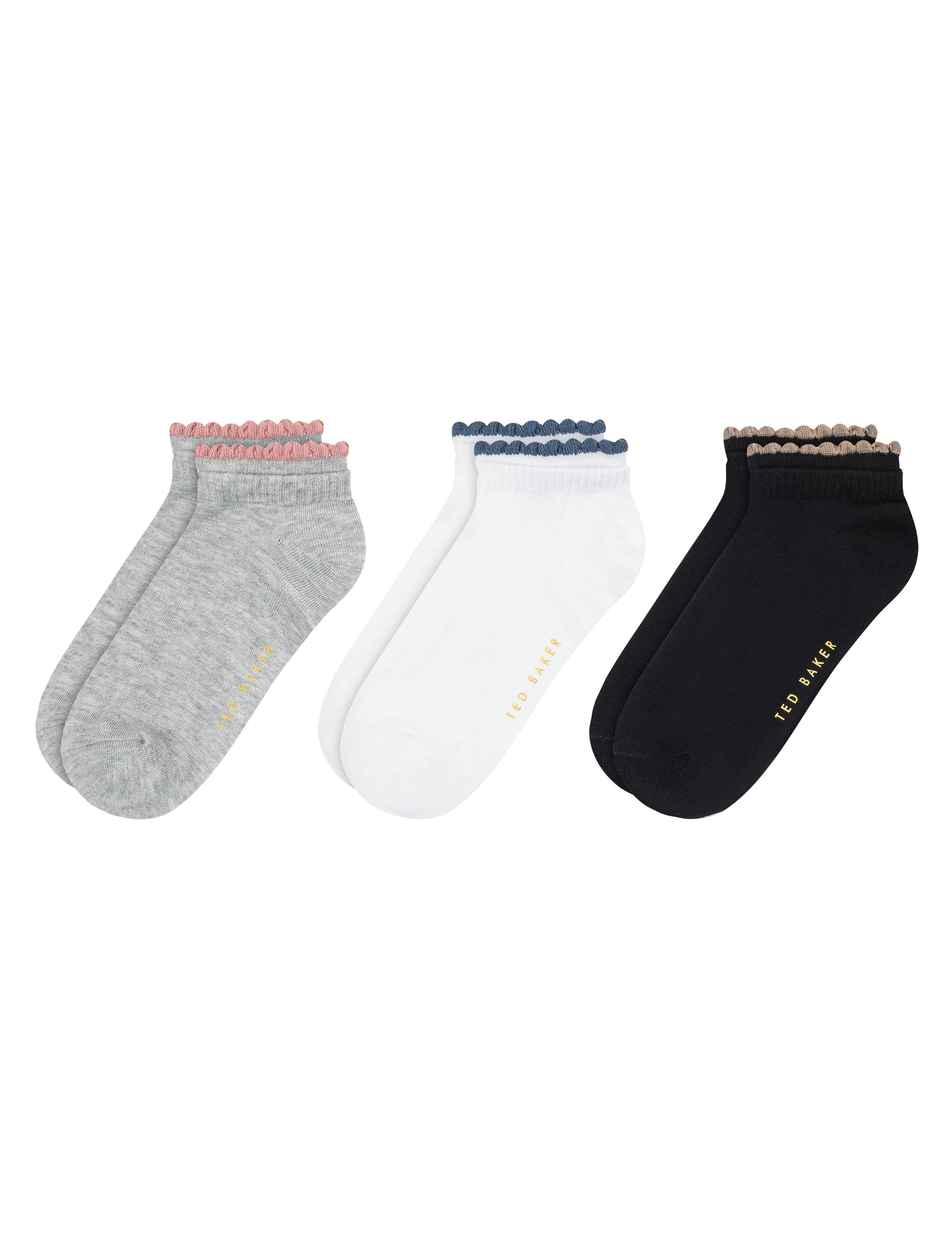 Low-Cut Comfort: 3-Pack Double Cuff Socks for Her - No Terry, All Style.